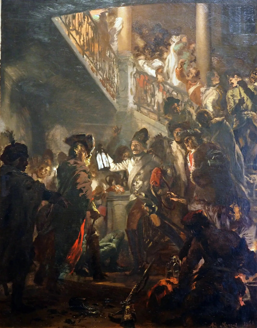 Federico el Grande en Lissa: Buenas noches, señores - Adolph von Menzel