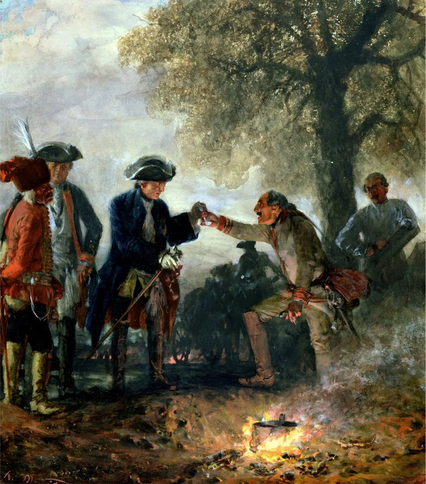 Frédéric le Grand avec Zieten au camp - Adolph von Menzel - Alpha Reproduction