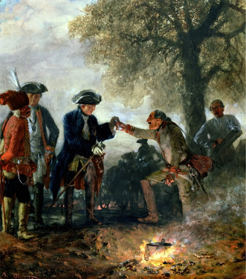 Federico el Grande con Zieten en el campamento - Adolph von Menzel