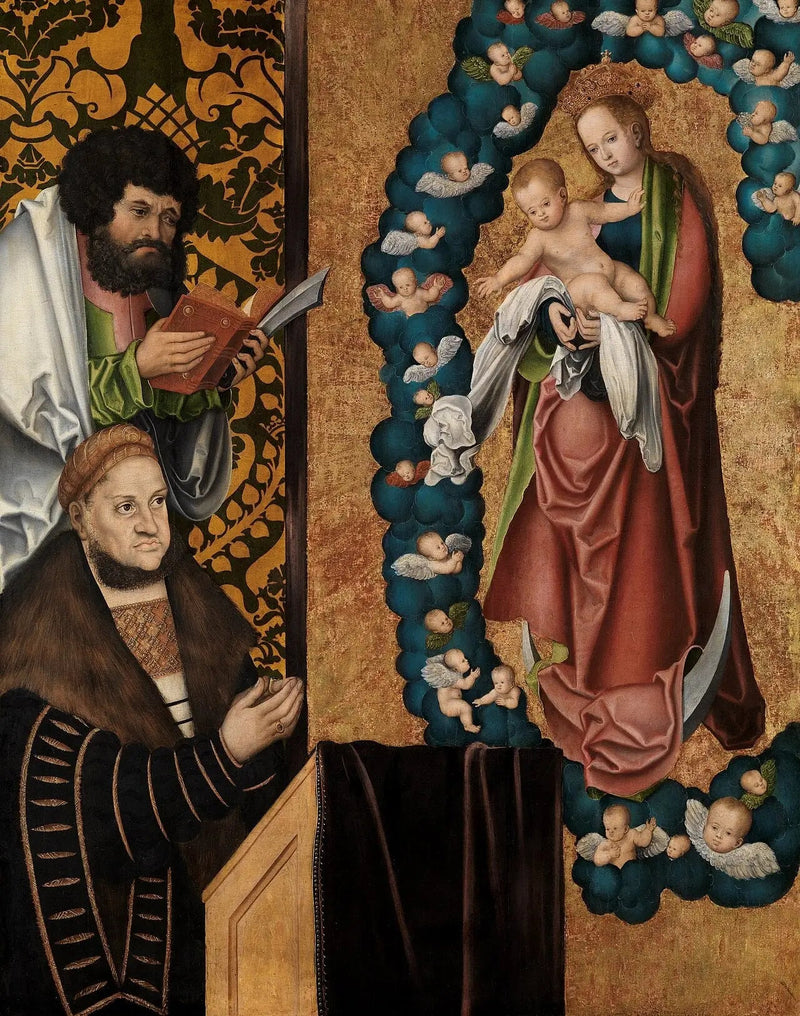 Frederico el Sabio en veneración de la Madre de Dios apocalíptica - Lucas Cranach el Viejo