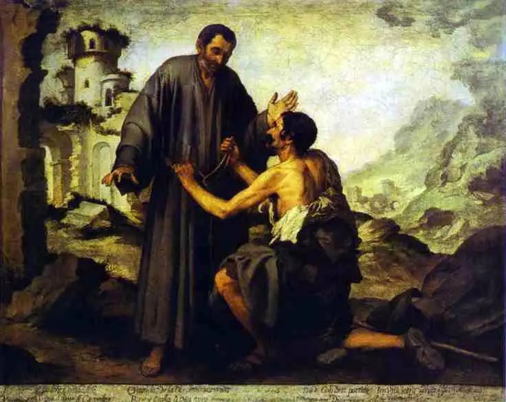 Hermano Junípero y el Pobre - Bartolomé Esteban Murillo
