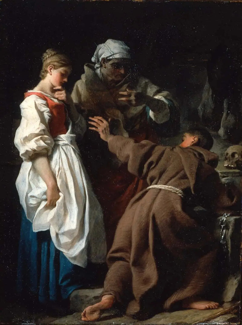 Hermano Luz, el Ermitaño, con la Viuda y su Hija - Pierre Subleyras