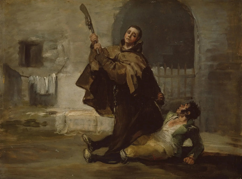 Hermano Pedro golpea a El Maragato con la culata del rifle - Francisco de Goya