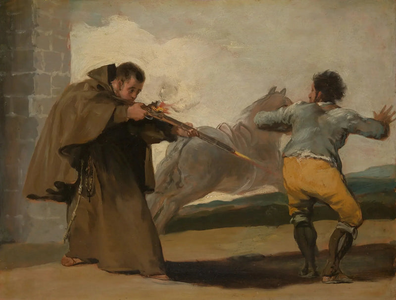 Hermano Pedro dispara a El Maragato mientras su caballo huye - Francisco de Goya