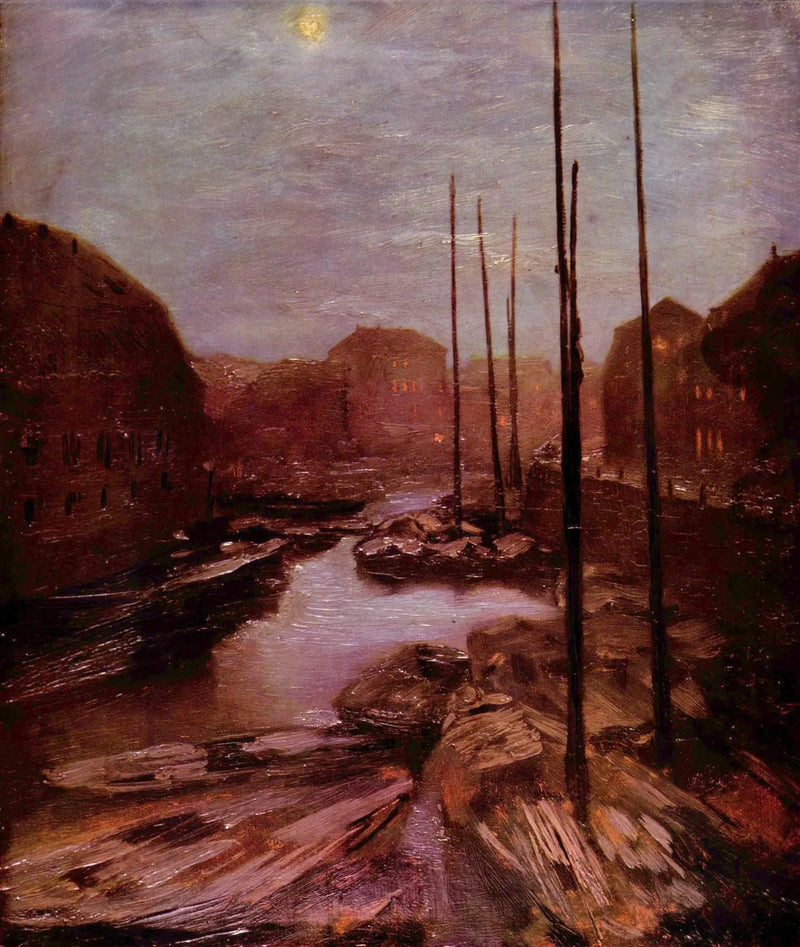Friedrichsgracht a la luz de la luna - Adolph von Menzel