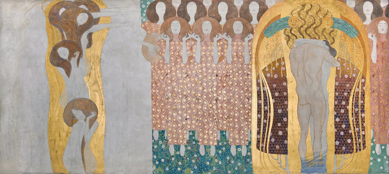 Friso Beethoven (tabla 8, pared derecha): El deseo de felicidad es apaciguado por la poesía - Gustav Klimt