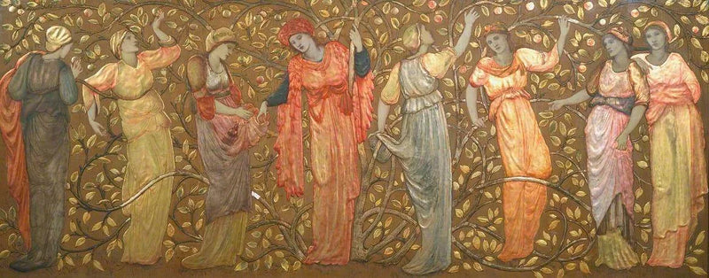 Friso de las ocho mujeres recolectando manzanas - Edward Burne-Jones