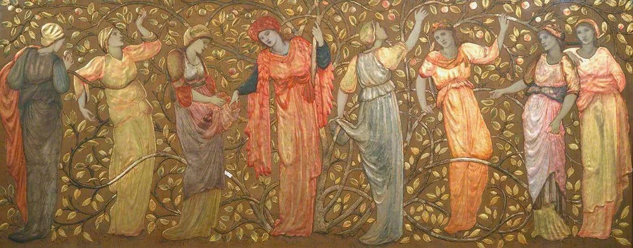 Friso de las ocho mujeres recolectando manzanas - Edward Burne-Jones