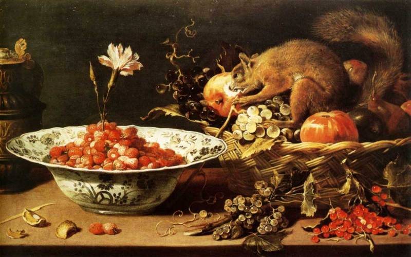 Fruits, œillet et écureuil - Frans Snyders image 1 copie de tableau peinte à la main