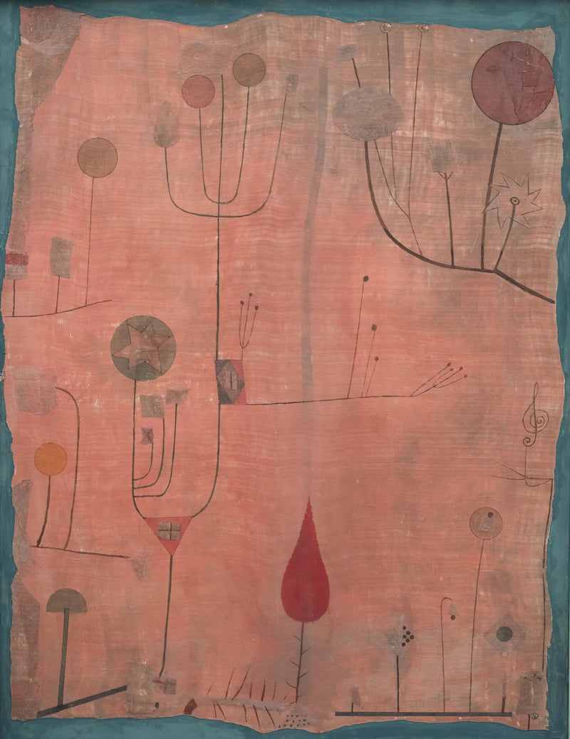 Frutas sobre fondo rojo - Paul Klee