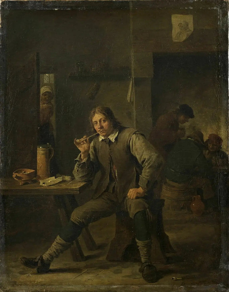Fumador apoyado en una mesa - David Teniers el Joven