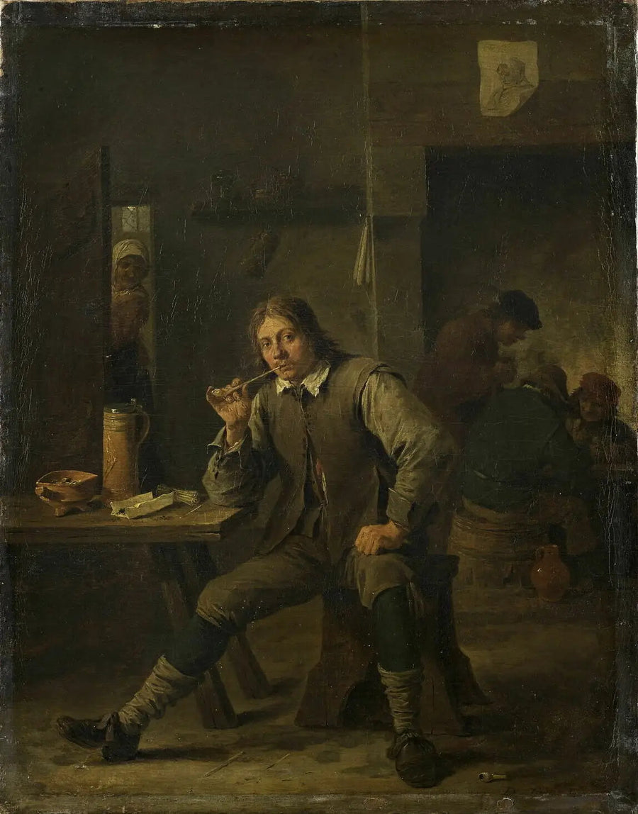 Fumador apoyado en una mesa - David Teniers el Joven
