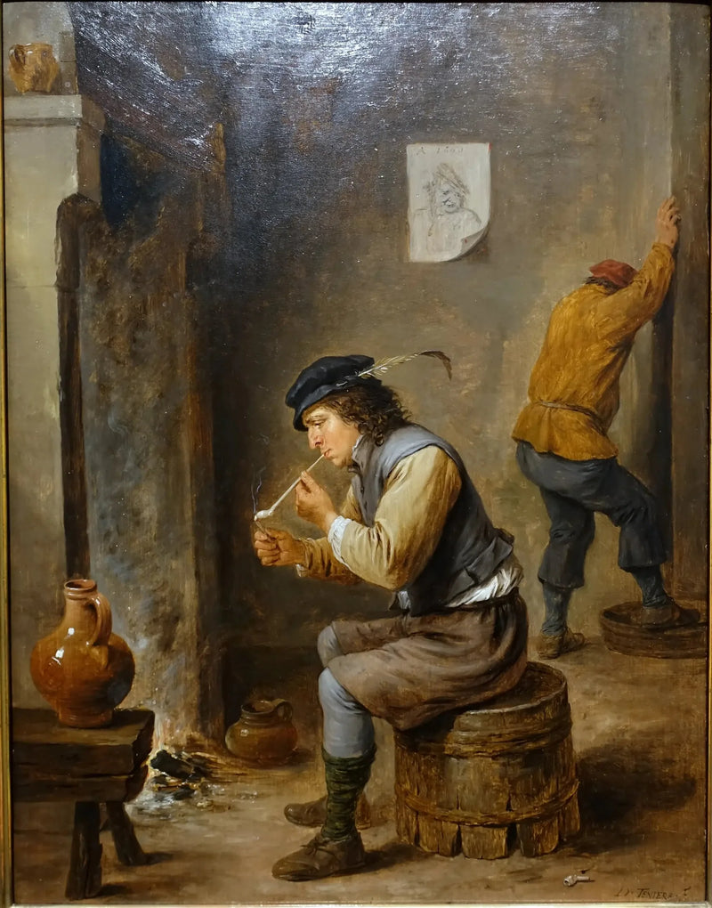 Fumador cerca de una chimenea - David Teniers el Joven