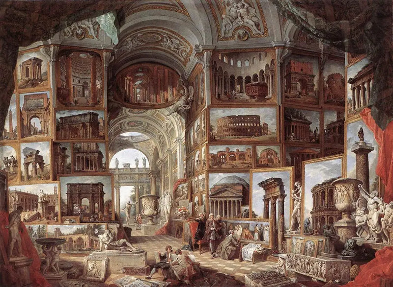 Galería de vistas de la Roma antigua - Giovanni Paolo Panini