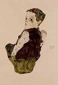 Niño sentado (Sitzender Knabe) - Egon Schiele