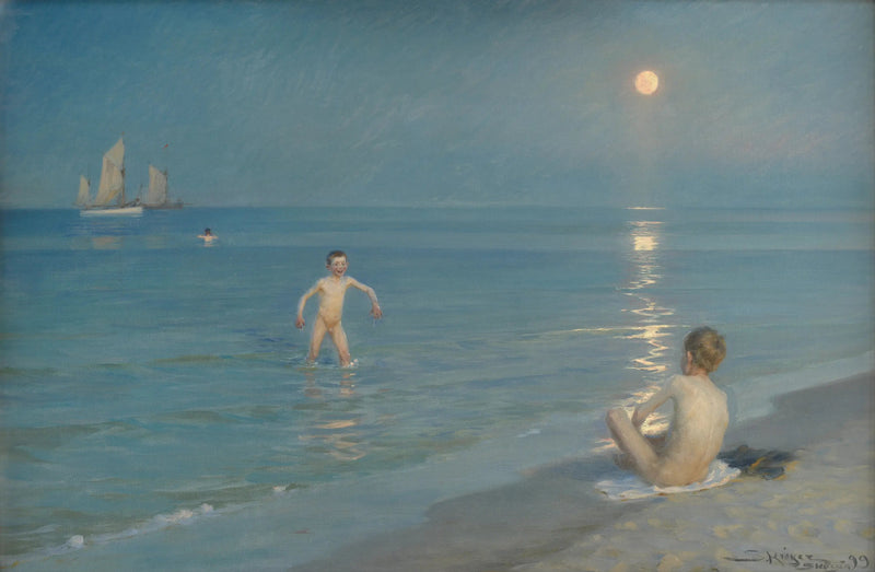 Niños bañándose en Skagen. Noche de verano - Peder Severin Krøyer