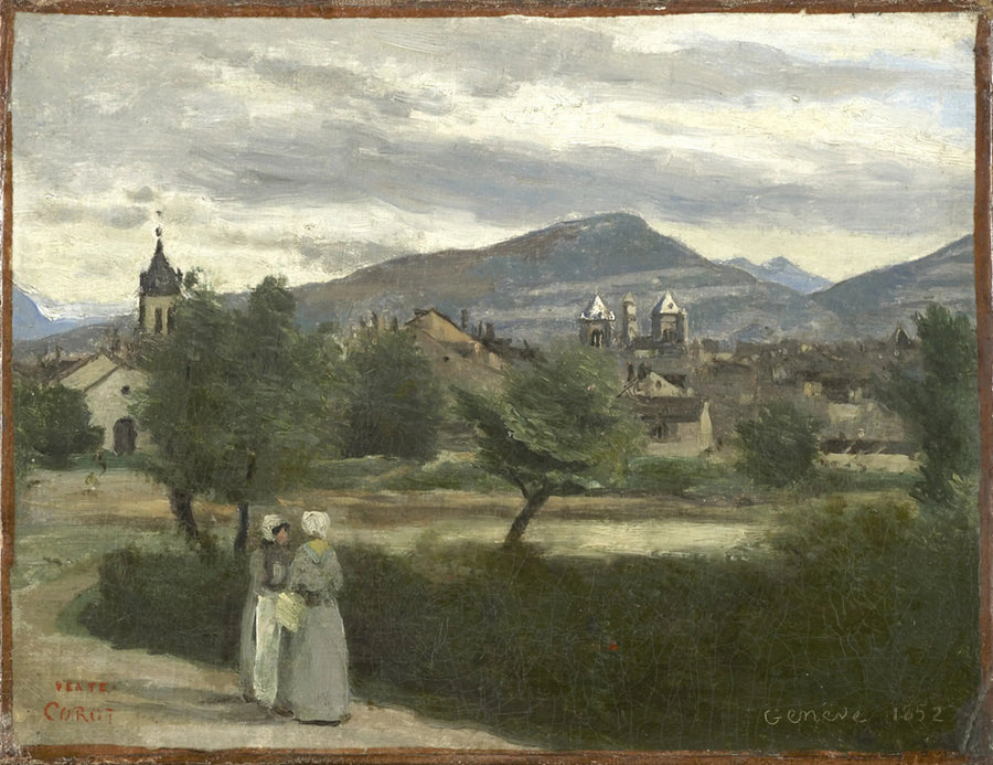 Ginebra. Vista tomada desde el campo, con el Petit Salève en el horizonte - Jean-Baptiste Camille Corot