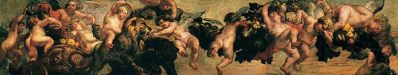 Genios llevando una guirnalda - Peter Paul Rubens