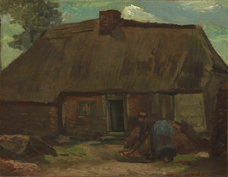 Casa rural con campesina cavando - Vincent van Gogh