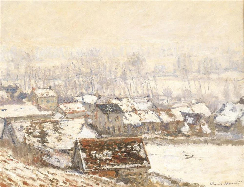 El pueblo de Giverny bajo la nieve W1055 - Claude Monet
