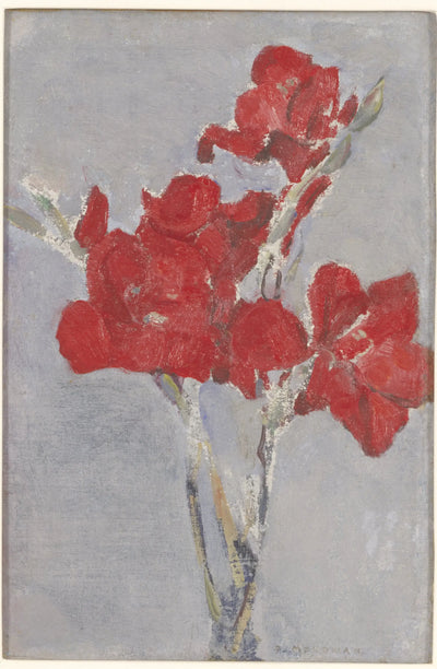 Reproduction du tableau « Glaïeuls rouges - Piet Mondrian » par Alpha Reproduction en peinture à l’huile