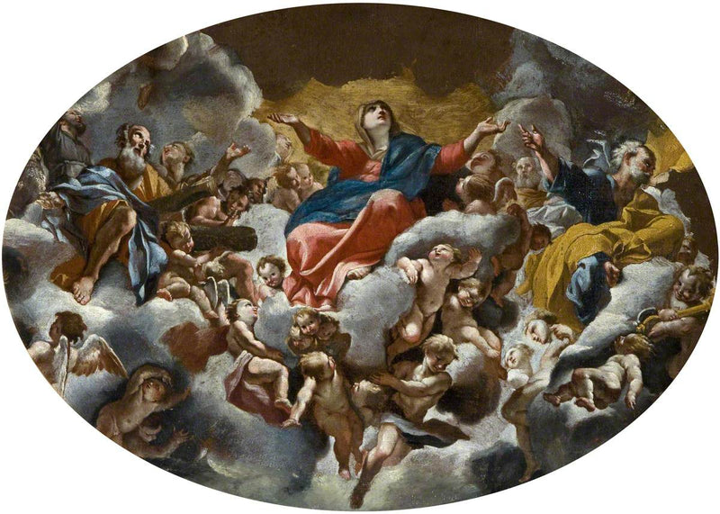 Glorificación de la Virgen (según la frescura de la cúpula de Sant'Andrea della Valle, Roma) - Giovanni Lanfranco