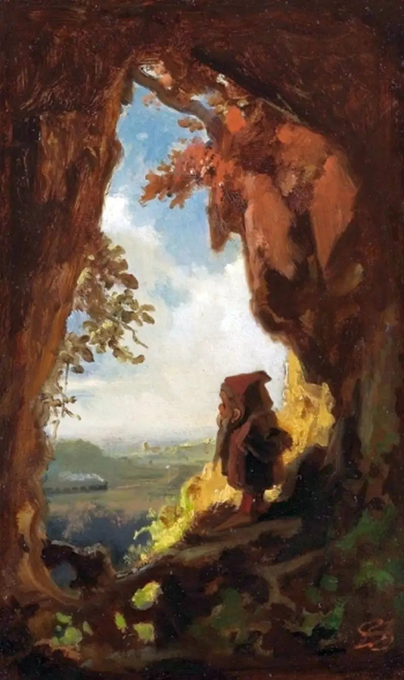 Gnomo mirando un tren - Carl Spitzweg