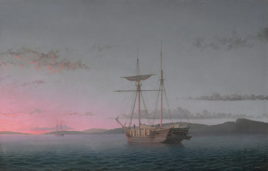 Goélettes de bois en soirée sur la baie de Penobscot - Fitz Henry Lane
