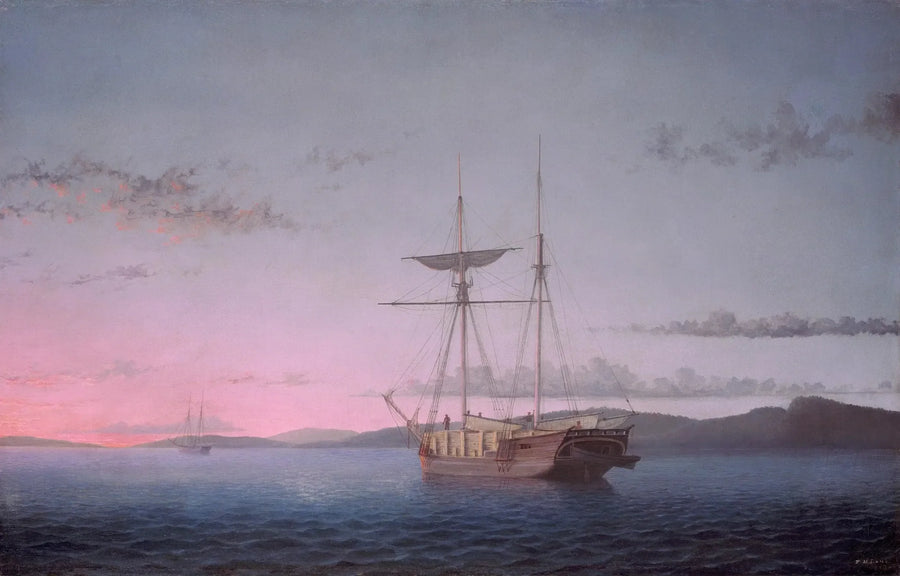 Góndolas forestales por la tarde en la bahía de Penobscot - Fitz Henry Lane