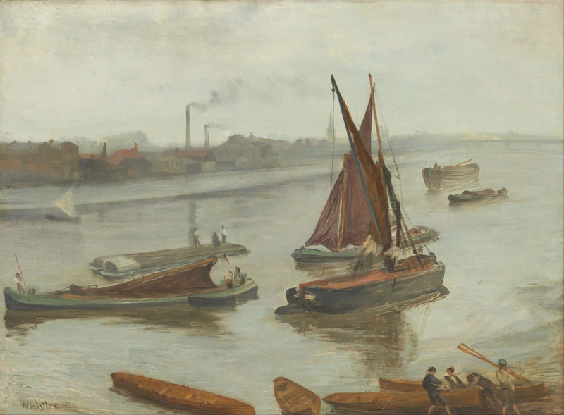 Gris y plata: Old Battersea Reach - James Abbott McNeill Whistler