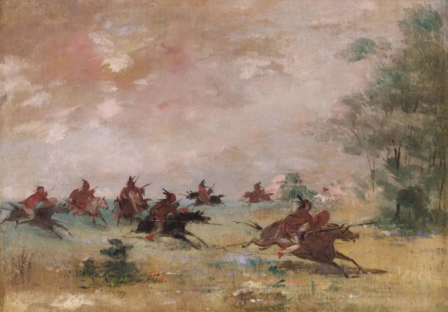 Grupo de guerra comanche, montado en caballos salvajes - George Catlin