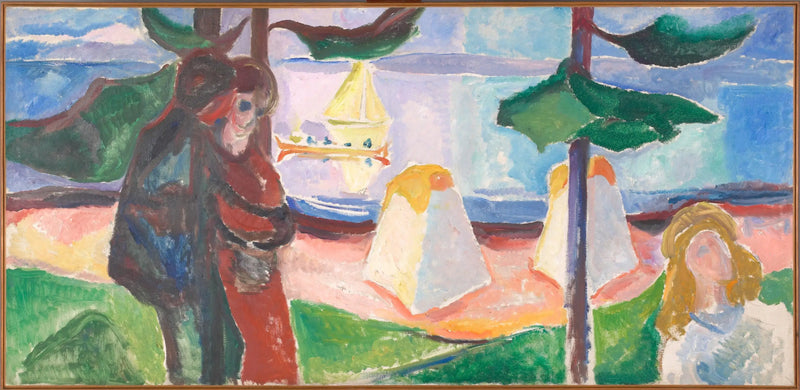 Grupos de personas en la playa - Edvard Munch