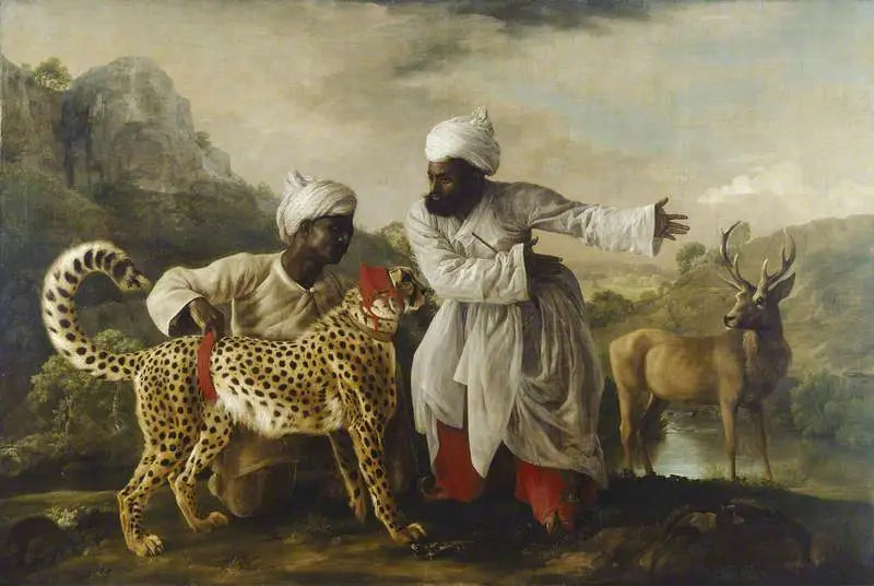 Guepardo y ciervo con dos indios - George Stubbs