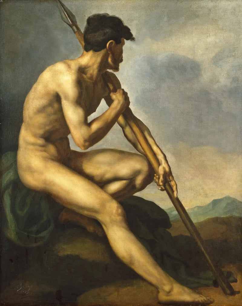 Guerrero desnudo con una lanza - Théodore Géricault