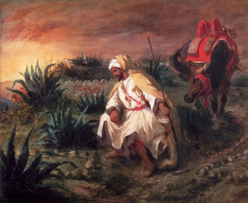 Guerrero cerca de una tumba - Eugène Delacroix