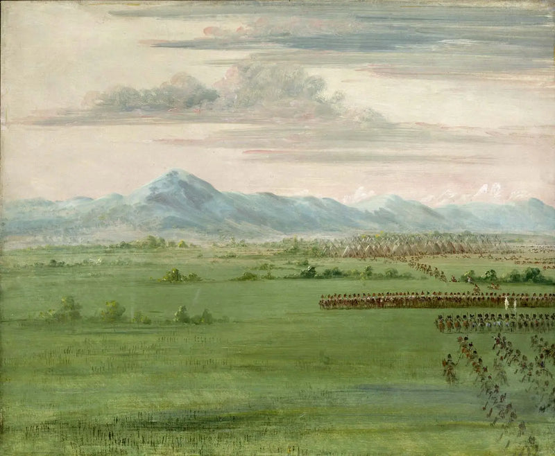 Guerreros comanches, con bandera blanca, recibiendo a los dragones - George Catlin