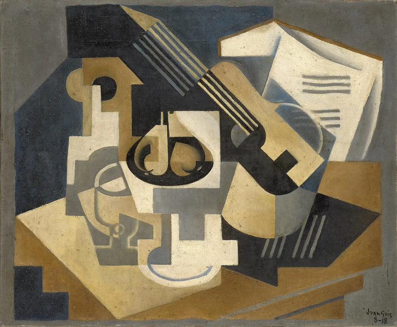 Guitarra y fuente sobre una mesa - Juan Gris