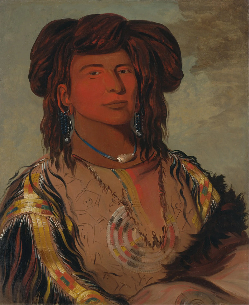 Ha-wón-je-tah, Una Cornamenta, Jefe principal de la tribu Miniconjou - George Catlin