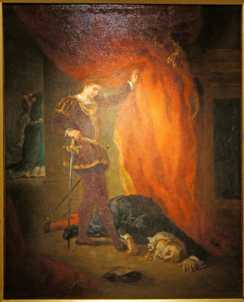 Hamlet frente al cuerpo de Polonio - Eugène Delacroix