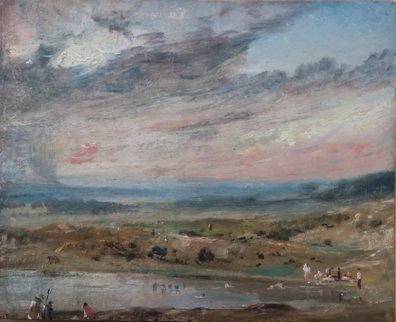 Hampstead Heath, con estanque y bañistas - John Constable