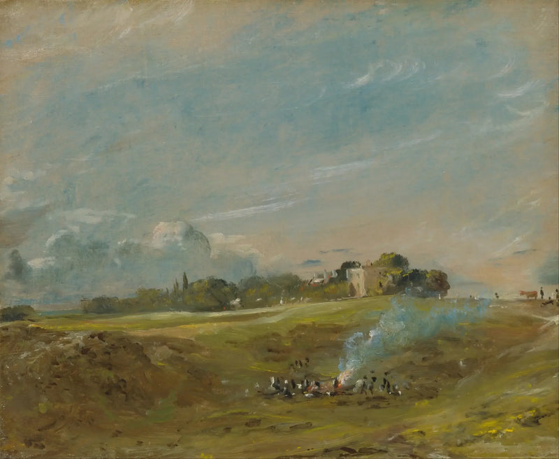Hampstead Heath, con una hoguera - John Constable