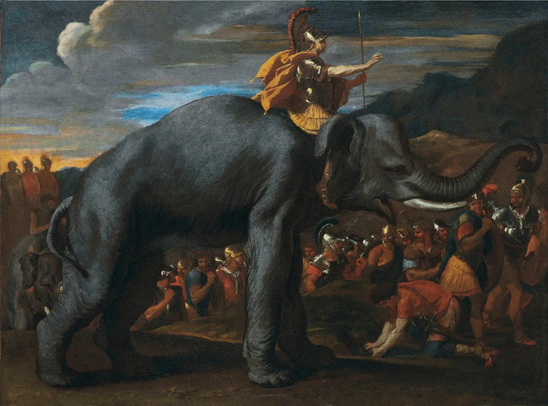 Hannibal cruzando los Alpes a lomos de un elefante - Nicolas Poussin