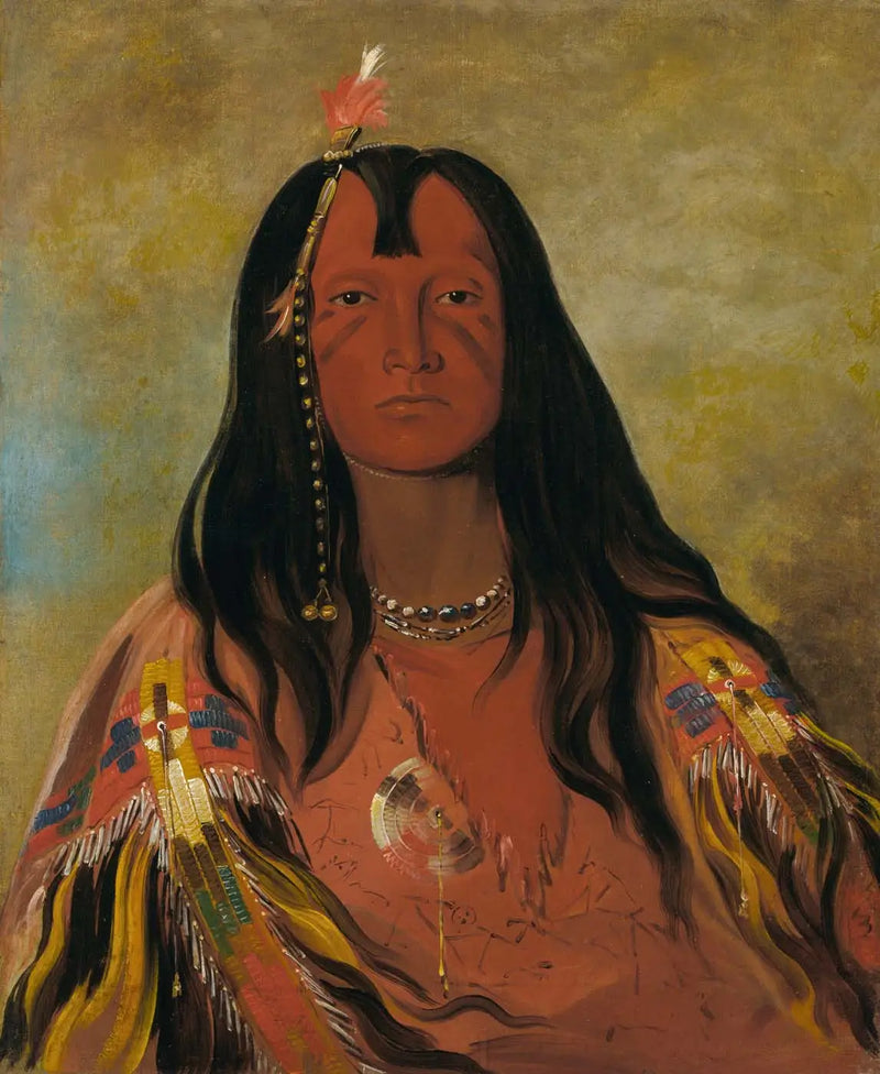 H'co-a-h'co-a-h'cotes-min, Sin cuernos en la cabeza, un valiente - George Catlin