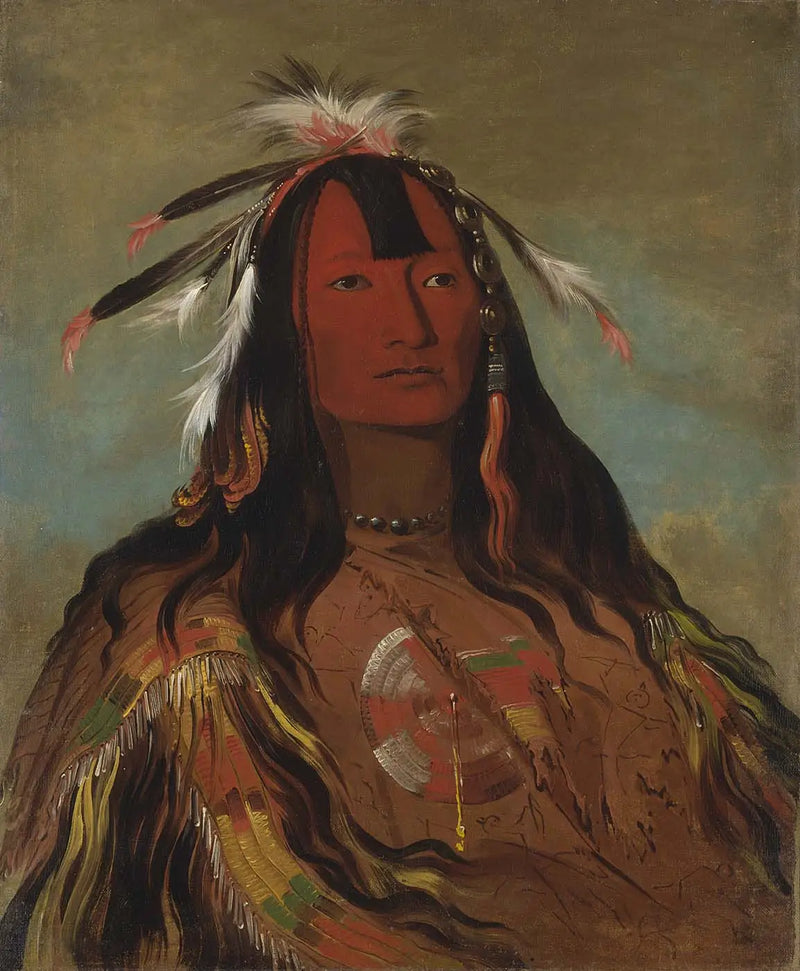 Hee-oh'ks-te-kin, leggings de piel de conejo - George Catlin