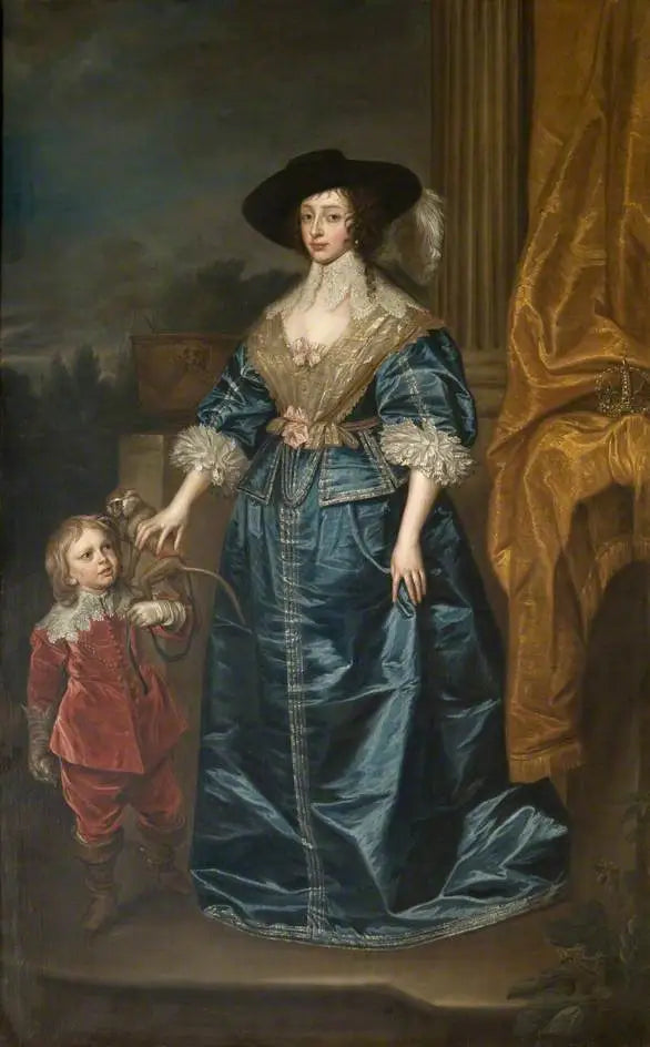 Henrietta María (1609–1669), con el enano, Geoffrey Hudson - Antoine van Dyck