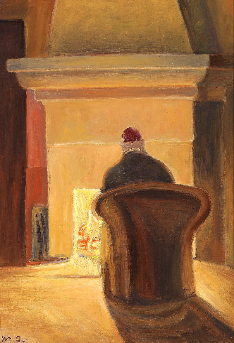 Holger Drachmann frente a la chimenea, Skagen. -Michael Peter Ancher
