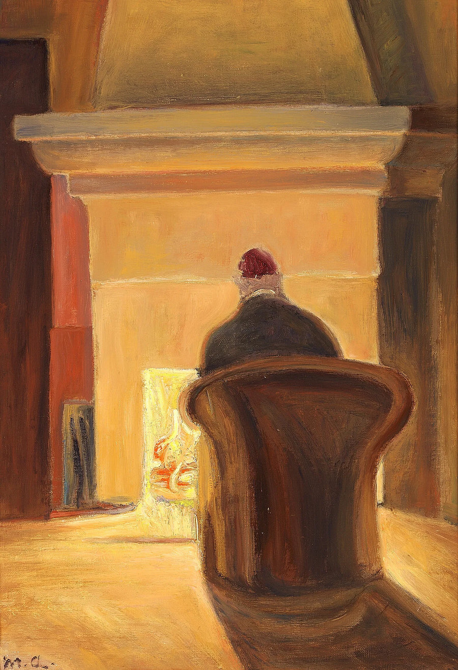 Holger Drachmann frente a la chimenea, Skagen. -Michael Peter Ancher
