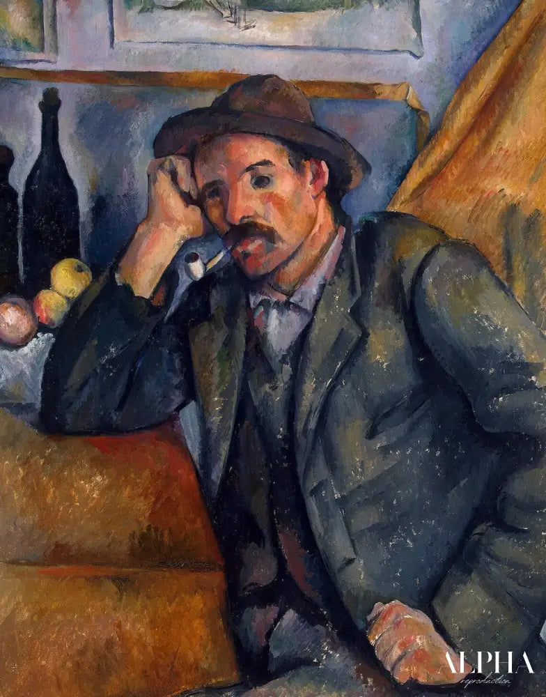 Homme à la pipe - Paul Cézanne - Reproductions de tableaux et peintures haut de gamme