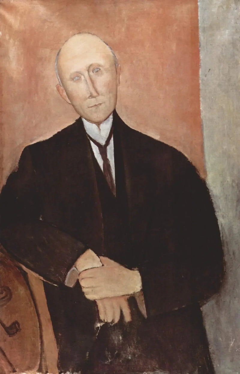Hombre sentado sobre fondo naranja - Amedeo Modigliani