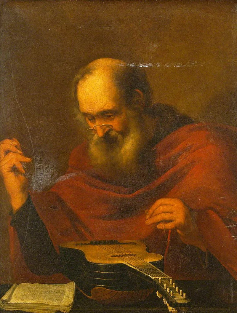 Hombre cambiando las cuerdas de una guitarra - Jusepe de Ribera
